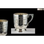 1920's Sterling Silver Christening Mug of Excellent Proportions with Chased Decoration to Body.