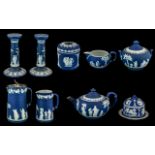 Collection of Superior Wedgwood Dark Blue Jasperware, late 19th/early 20th Century,