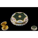 Late 19th Century Enamelled & Jewelled Oval Trinket Box, gilt interior,