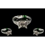 Swarovski Zirconia Set Cluster Ring, a square cut Swarovski Zirconia is supported and held in