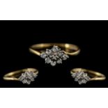 Ladies - Petite 9ct Gold Diamond Set Cluster Ring. Full Hallmark to Interior of Shank - 9.375.