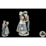 Lladro - Superb Hand Painted Porcelain Figure ' Dutch Couple ' With Tulips.