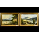 Pair of Oil Paintings on Board 'Loch Rannoch' Scotland and 'Rydal Water' English Lake District,