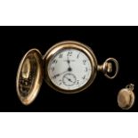 Ladies - Early 20th Century Deluxe Gold Filled Key-less Full Hunter Pocket Watch of Small Size,