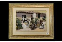 Circle of M V Dhurandhar Fine Watercolour Depicting the Exterior of an Indian Surgery in the