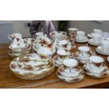 Old Country Roses Tea Service with many extras, comprising Tea Pot, Milk Jug, Lidded Sugar Bowl,