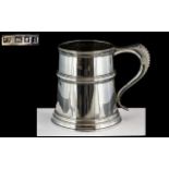 Edwardian Period - Mappin and Webb Good Quality Solid Sterling Silver Tankard of Pleasing