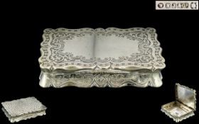 Large Victorian Silver Plated Shaped Table Snuff Box with engraving, stamped H.J.& Co.; 4.