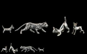 Antique Period - Small Collection of Cast Silver Miniature Animal Figures - All Marked for Silver (