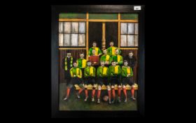 Football Interest - Oil Painting of Newton Heath FC by Hadrian Richards, Season 1892-1893.