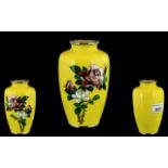 Japanese Ando Yellow Ground Cloisonne Vase, of fine quality,