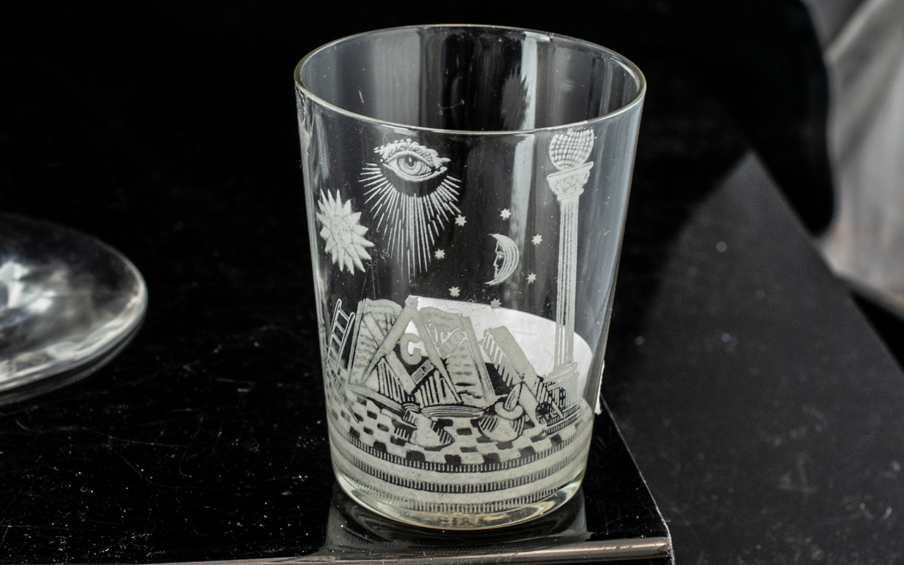 Masonic Interest - to include: Set of Three Etched Glasses, - Image 3 of 5