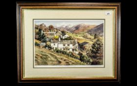 Judy Boyes Signed Print 'The Troutbeck Fells from Town Foot' framed and mounted behind glass,