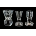 Masonic Interest - Three Slammer/Firing Glasses, one etched with Masonic symbols,