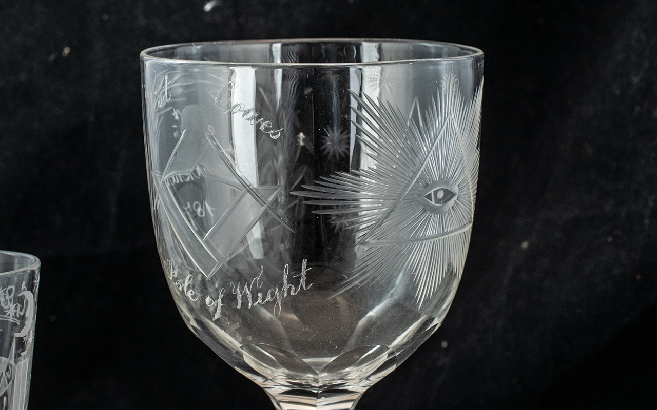 Masonic Interest - to include: Set of Three Etched Glasses, - Image 2 of 5