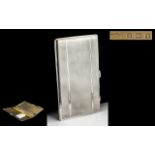 Art Deco Period - Heavy and Superb Quality Gents Engine Turned Sterling Silver Cigarette Case of