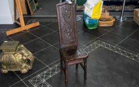 Stained and Carved Pine Tyrolean Children's Correction Chair,
