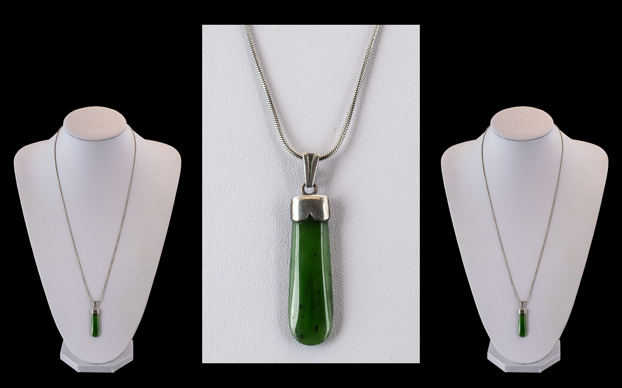 Jade & Silver Statement Necklace and Pendant.