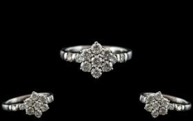 Platinum - Excellent Quality Diamond Set Cluster Ring - Excellent Design.