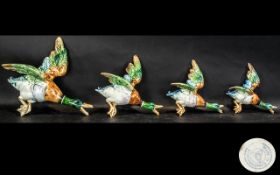 Collection of Czechoslovakian Flying Wall Ducks, Impressed numbers to base,