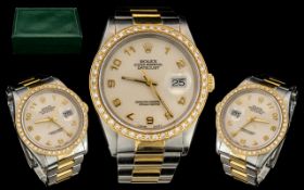 Rolex Gents - Superb 18ct Gold and Steel luxury Oyster Perpetual Date-Just Wrist Watch - Still With