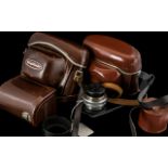 Voightlander Bessamatic Camera in original brown leather case, with two extra lenses (Compur),