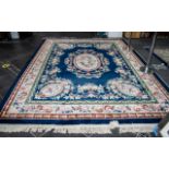 Large Chinese Embossed Floral Decorated Carpet of Fine Quality Weave, WIth Floral Border,