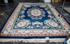 Large Chinese Embossed Floral Decorated Carpet of Fine Quality Weave, WIth Floral Border,