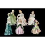A Collection of 5 Royal Doulton Figures to include HN 1649 Babie, HN 3043 Lynsey, HN 2996 Amanda,