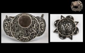 Persian Early 20th Century Well Made Ornate Silver Bangle of Wonderful Decoration and Workmanship.