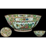 Chinese 19th Century Canton - Famille Rose Large and Impressive Footed Bowl. c.1840.