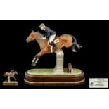 Royal Worcester Superb Ltd Edition Hand Painted Ceramic Figure - Raised on a Wooden Plinth '