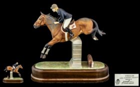 Royal Worcester Superb Ltd Edition Hand Painted Ceramic Figure - Raised on a Wooden Plinth '