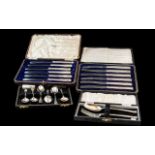 Four Boxed Sets of Silver Flatware,