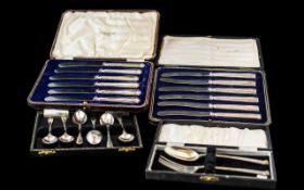 Four Boxed Sets of Silver Flatware,