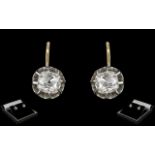 Antique Period - Attractive Pair of 18ct Gold Diamond Set Earrings.