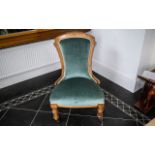 A Victorian Walnut Spoon Back Parlour Chair/Nursing Chair, walnut frame,