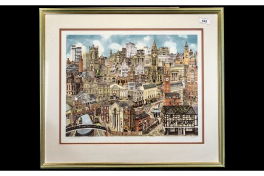 Manchester Interest - Limited Edition Signed Print by Martin Stuart Moore depicting a view of