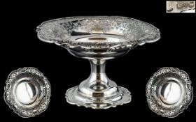 Early George V Period Very Pleasing Open-Worked Sterling Silver Pedestal Bowl,