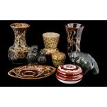 Collection of Porcelain, comprising brown Dripware hand crafted 8" tall vase, 7.
