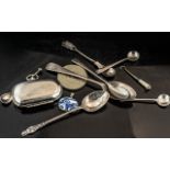 Small Mixed Lot to include silver mustard and salt spoons, commemorative Crown,