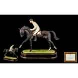 Royal Worcester - Superb Ltd Edition and Numbered Hand Painted Ceramic Figure - Raised on a Wooden