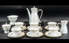Rosenthal Bavarian Tea Service white with gilt trim, comprising a tea pot, milk jug, sugar bowl,