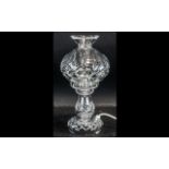 Waterford Crystal Table Lamp measures 13" tall, two piece lamp with decorative cut glass finish.
