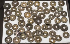 Collection of Fifty-five Antique Chinese Cash Coins from various reigns and of varying condition