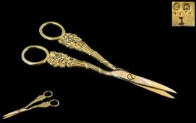 George III - Superb Quality Pair of Silver Gilt Grape Scissors.
