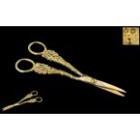 George III - Superb Quality Pair of Silver Gilt Grape Scissors.