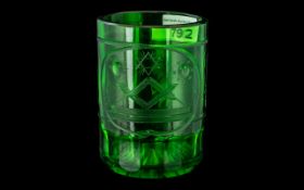 Masonic Interest - Antique Bristol Green Glass Tumbler,
