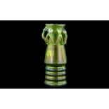 Green Opalescent Onion Vase, in a manner of Loetze, height 8.5''. Chips to edge and internal