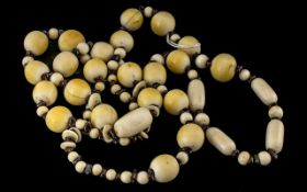 Antique Ivory Bead Necklace with various shaped beads,